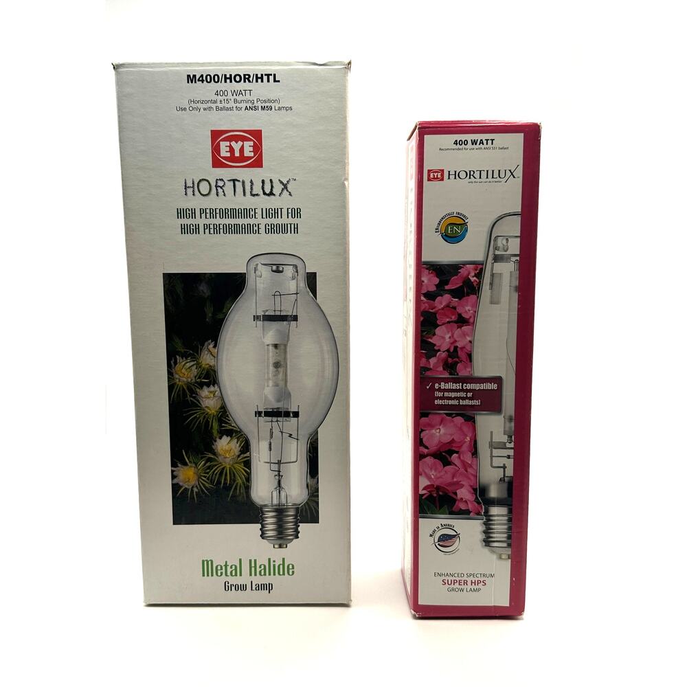 EYE Hortilux 400W Metal Halide + Super HPS Grow Lamp Bundle Hydroponic AS-IS